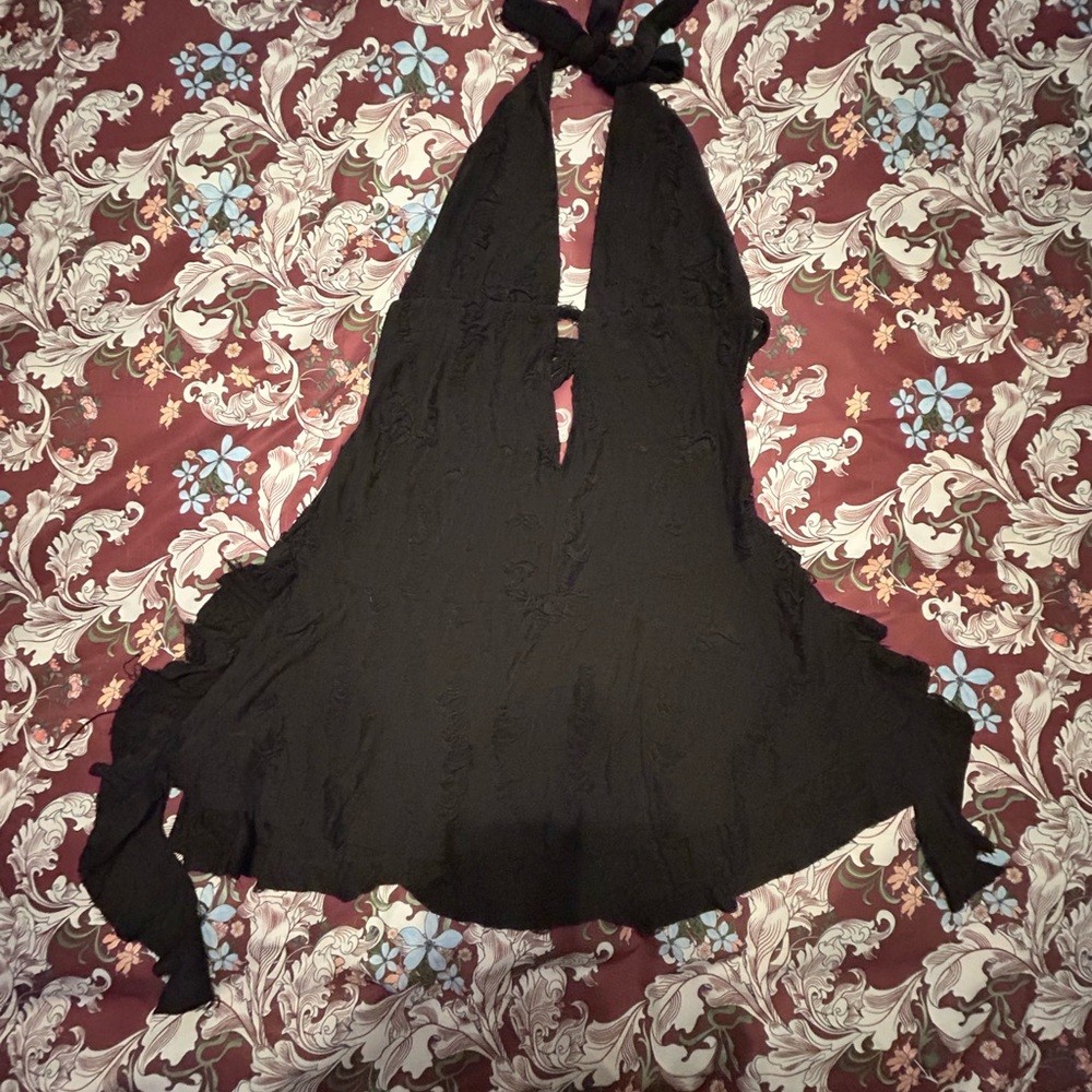Edikted Black Mini Halter Plunge Dress
